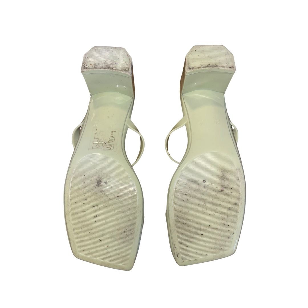 Jeffrey Campbell Jamm 3 Jelly Slide Sandal Block Heel Size 7 Party Spring Dressy