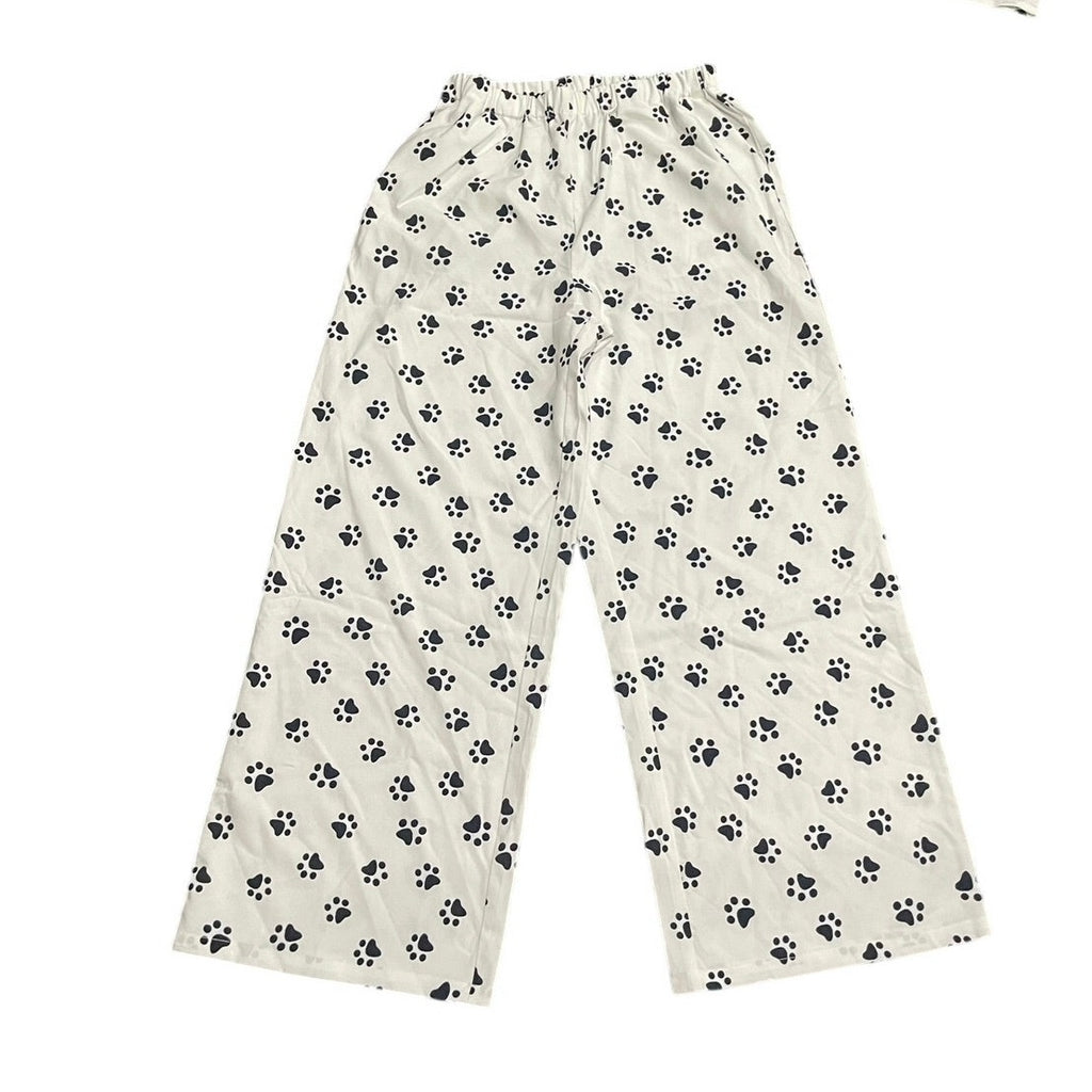 Cider Two Piece Loungewear Pajama Set SZ S Cat Paw Novelty Print Sleepwear NWT