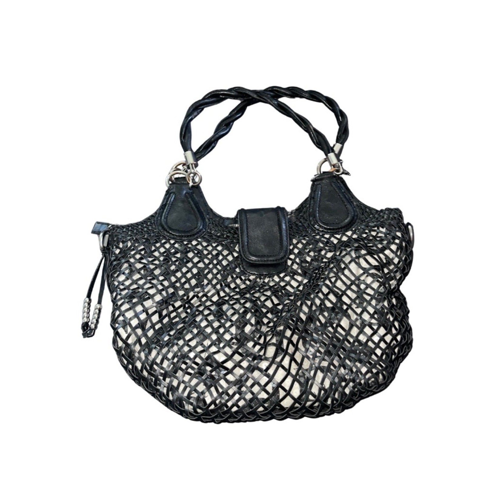 Guess Boho Netted Mesh Black Shoulder Bag Purse Buckle