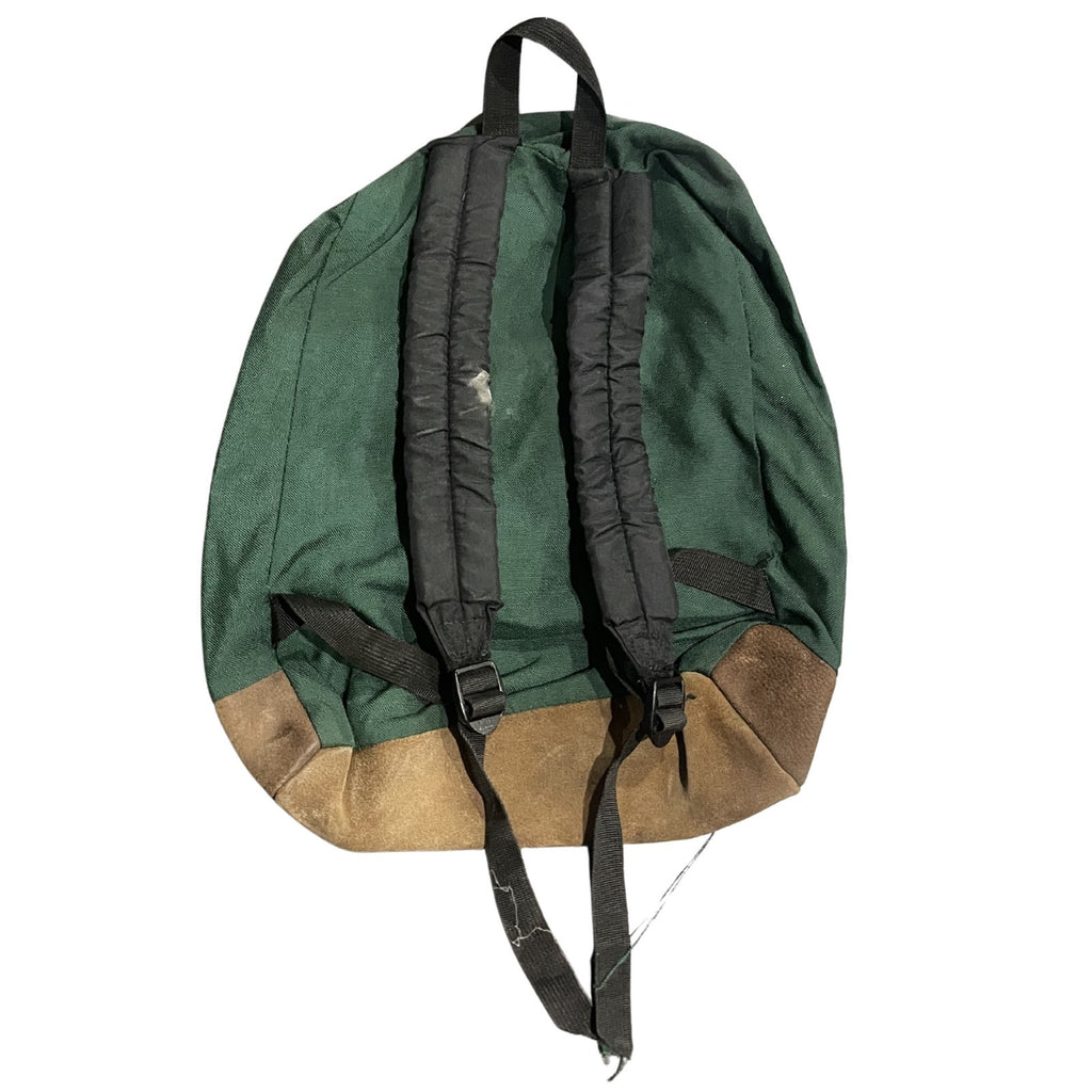 Jansport Backpack Forest Green Canvas Suede Bottom Classic School Vintage 90s