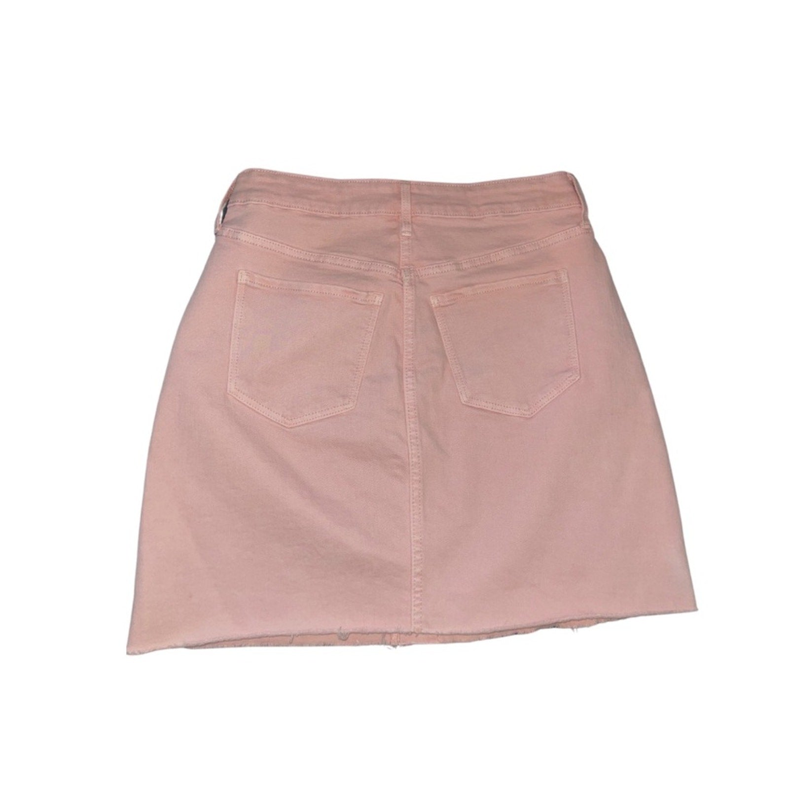 Old Navy Pink Denim Skirt Jean Button Front Mini Fray Hem Size Small Y2K Preppy