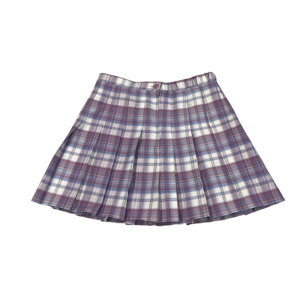 Rewind Plaid Pleated Skater Skirt SZ L High Waisted Schoolgirl Preppy Academia