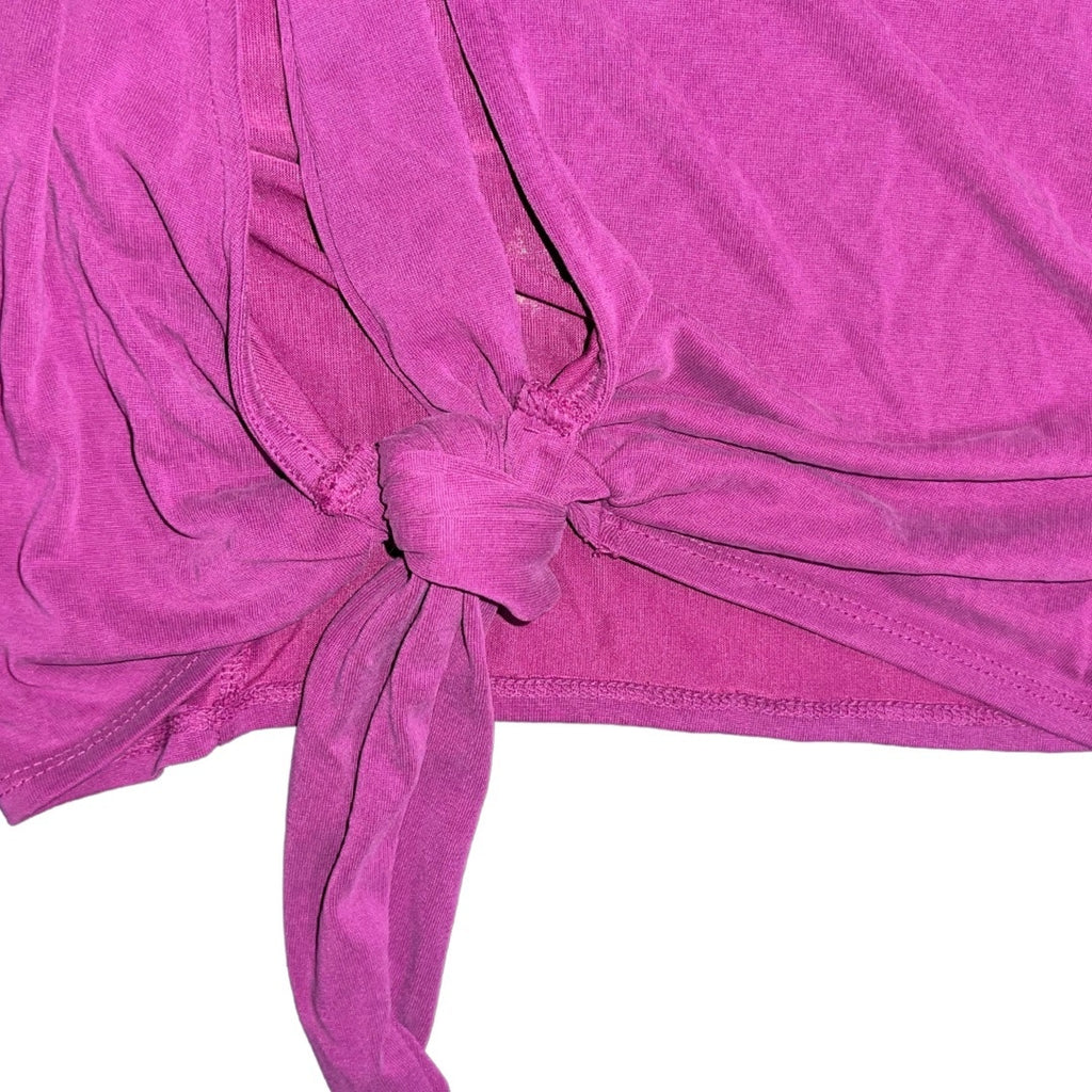 Urban Outfitters Elle Keyhole Flare Sleeve Magenta Purple wrap top blouse festival