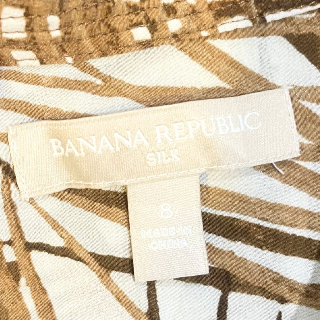 Banana Republic Sleeveless Silk Button Down Blouse SZ 8 Tropical Vacation Resort