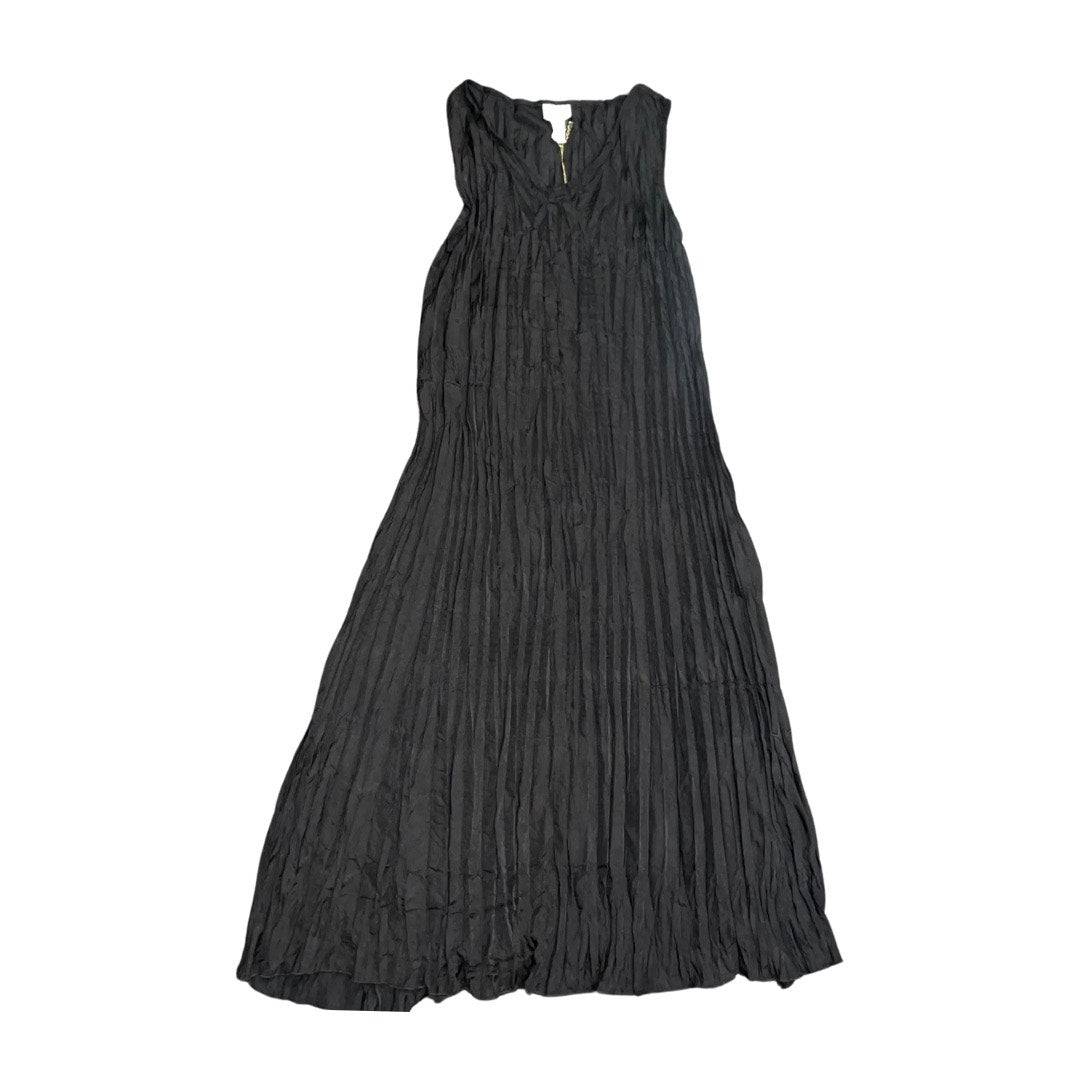 Natural Impressions Dress Sleeveless v-neck pleated maxi black vacation summer NWT