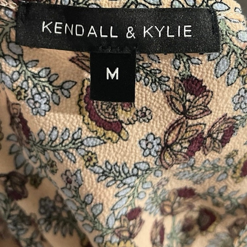 Kendall & Kylie Spaghetti Strap Boho Babydoll Swing Slip Dress M Floral Ditsy
