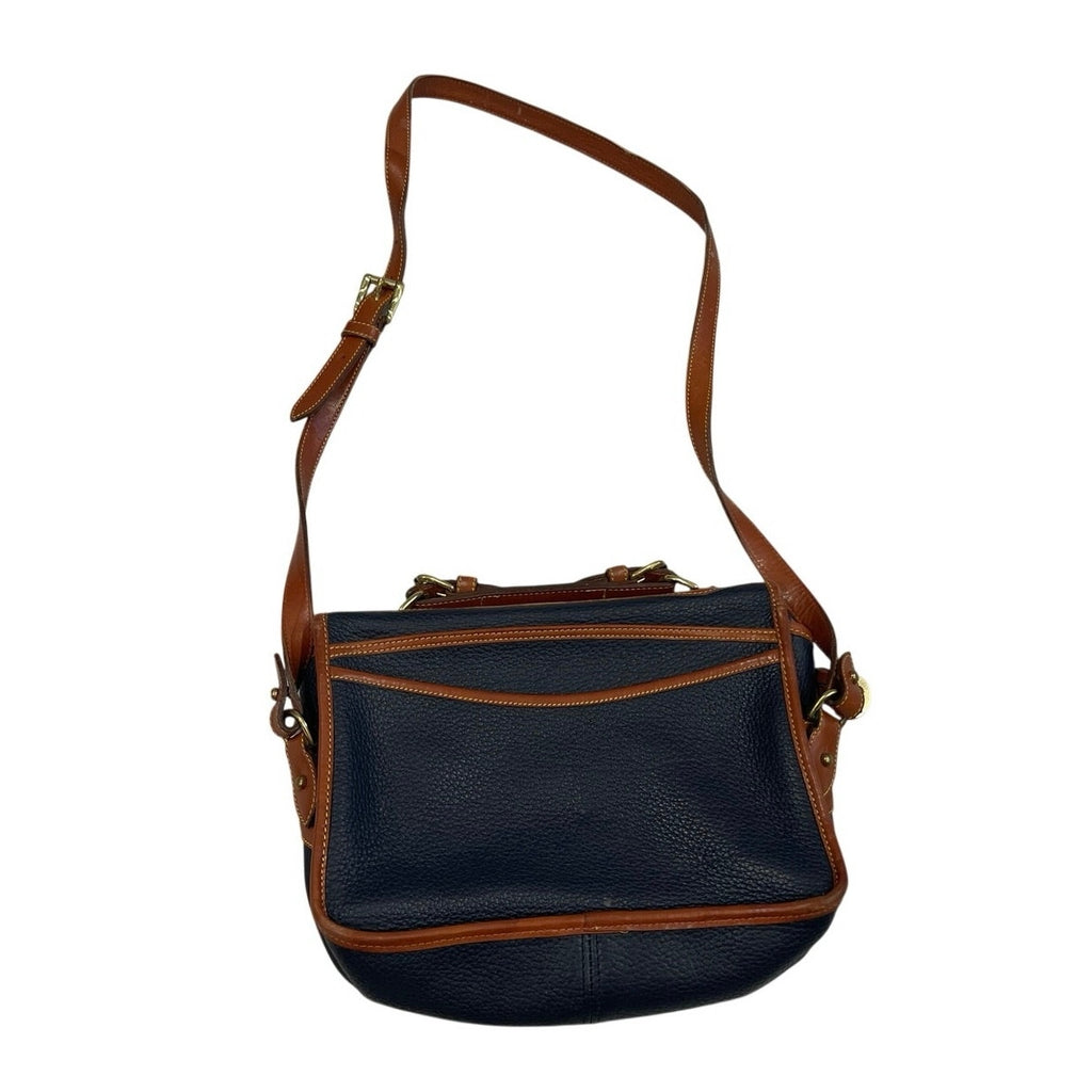 Vintage Dooney & Bourke Leather Carrier Navy Blue Crossbody Purse Turn Key Lock