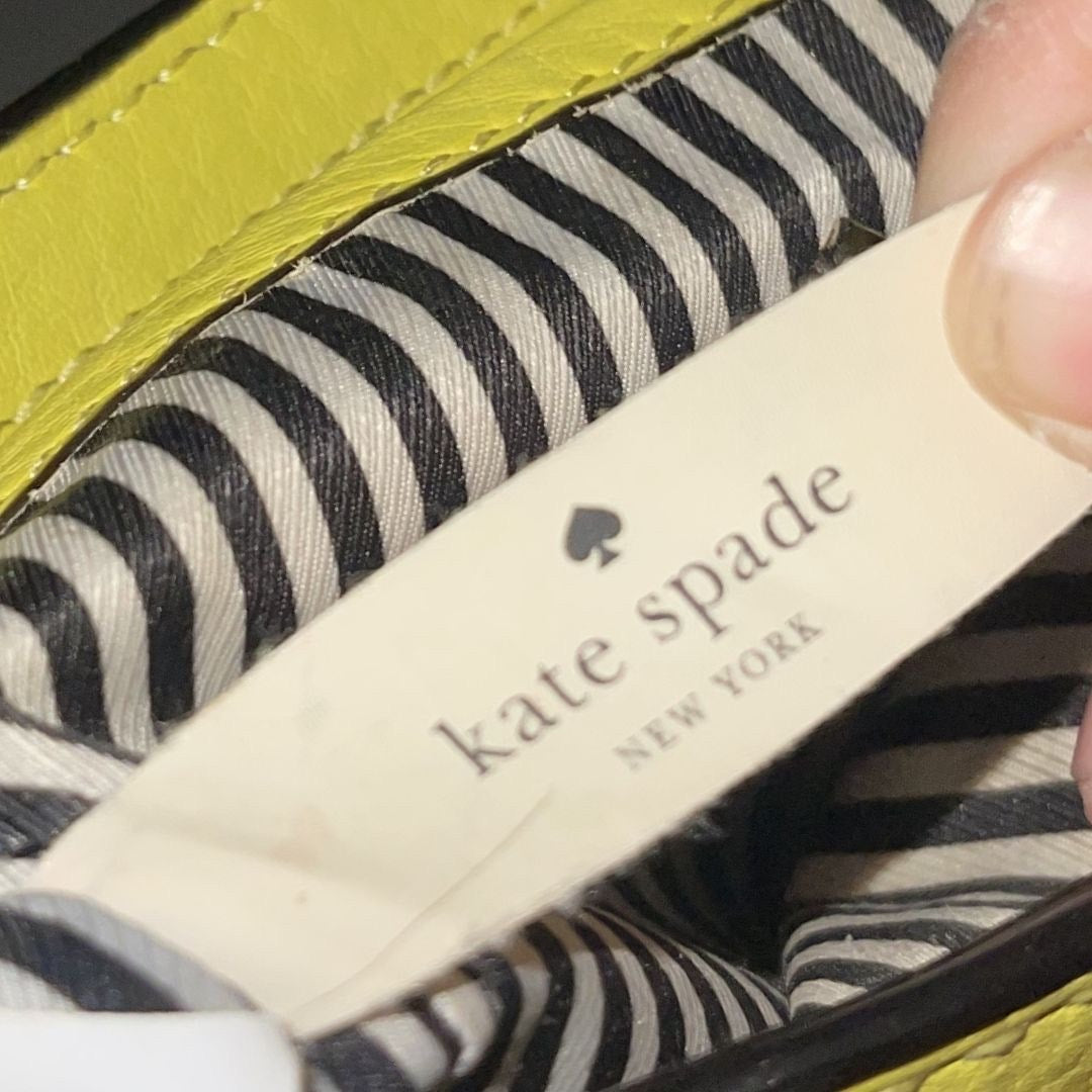 Vintage Kate Spade New York Yellow Pebbled Leather Crossbody Push Lock Purse