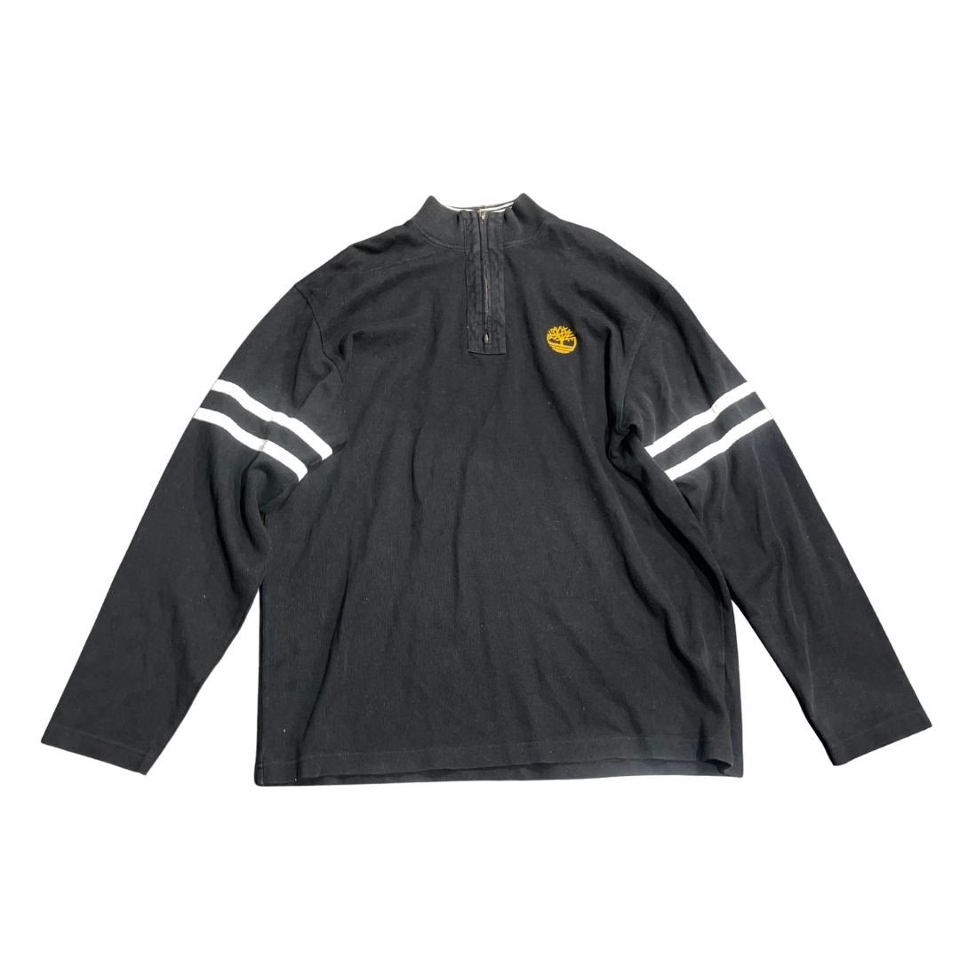 Timberland Logo Quarter Zip Pullover Sweater Mock Neck SZ XL 90s Rugby Tall Y2K