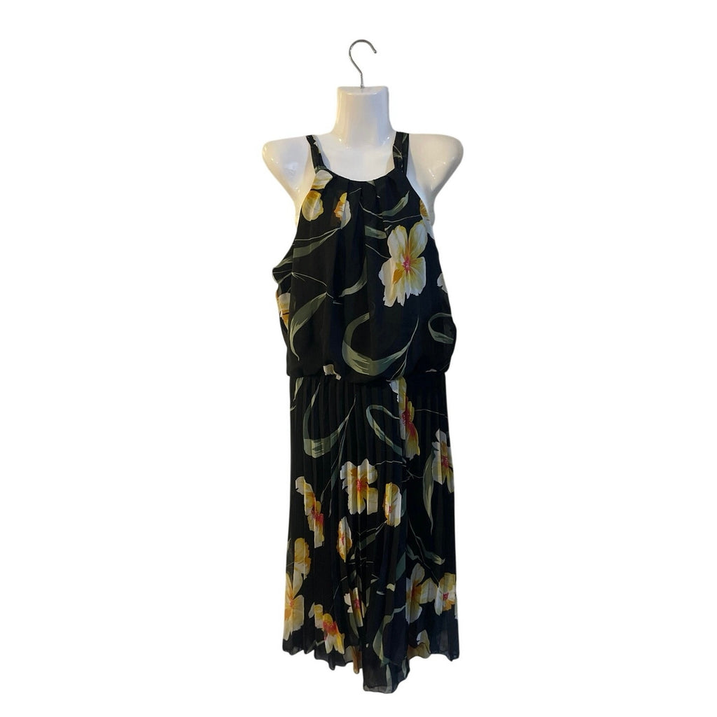 Premier Amour Sleeveless Floral High Halter Pleated Flowy Chiffon Dress SZ NWT 6