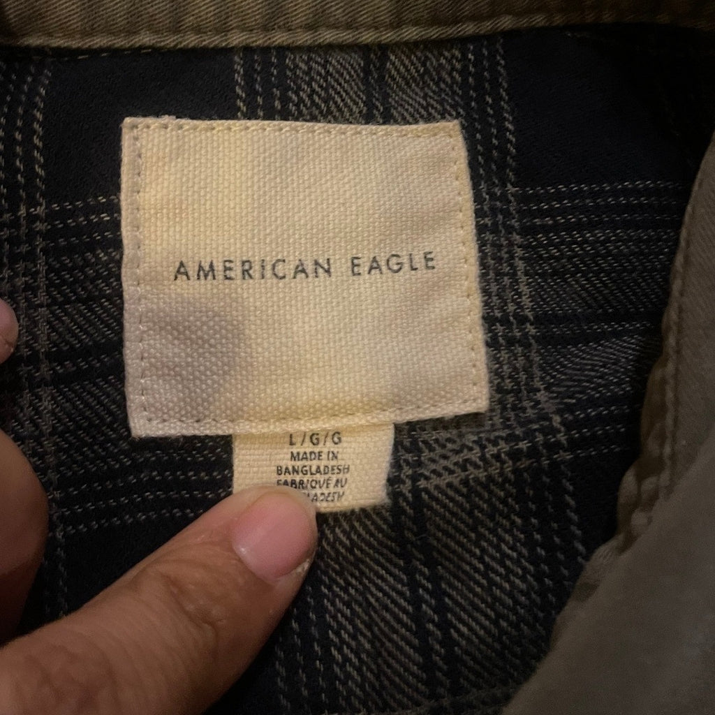 American Eagle AE Textured Long Sleeve Lined Flannel Shirt Size Large Shacket