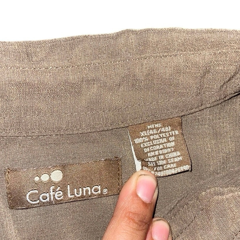 Cafe Luna Mens Guayabera Style Stitch Short Sleeve Shirt Size XL Vacation Casual