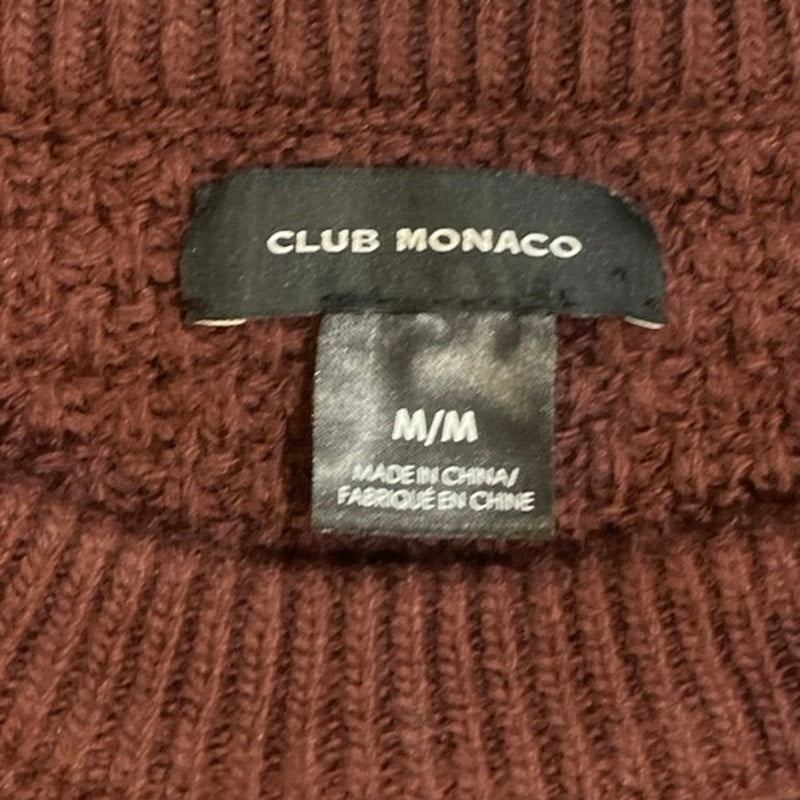 Club Monaco Cropped Knit Ribbed Sweater SZ M Cuffed Sleeve Streetwear Casual