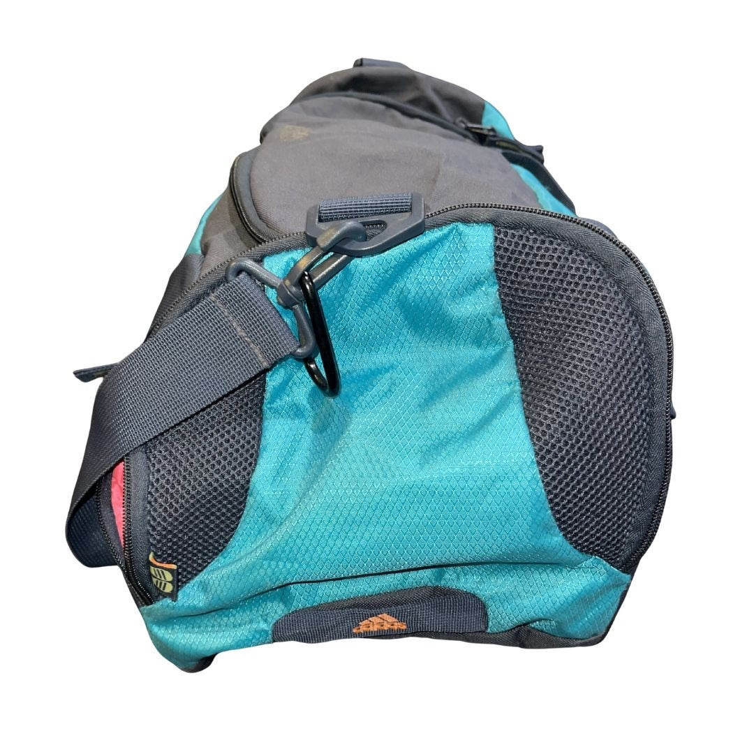 Adidas Teal Gray Duffel Gym Bag Workout Exercise Athletic Sporty Travel