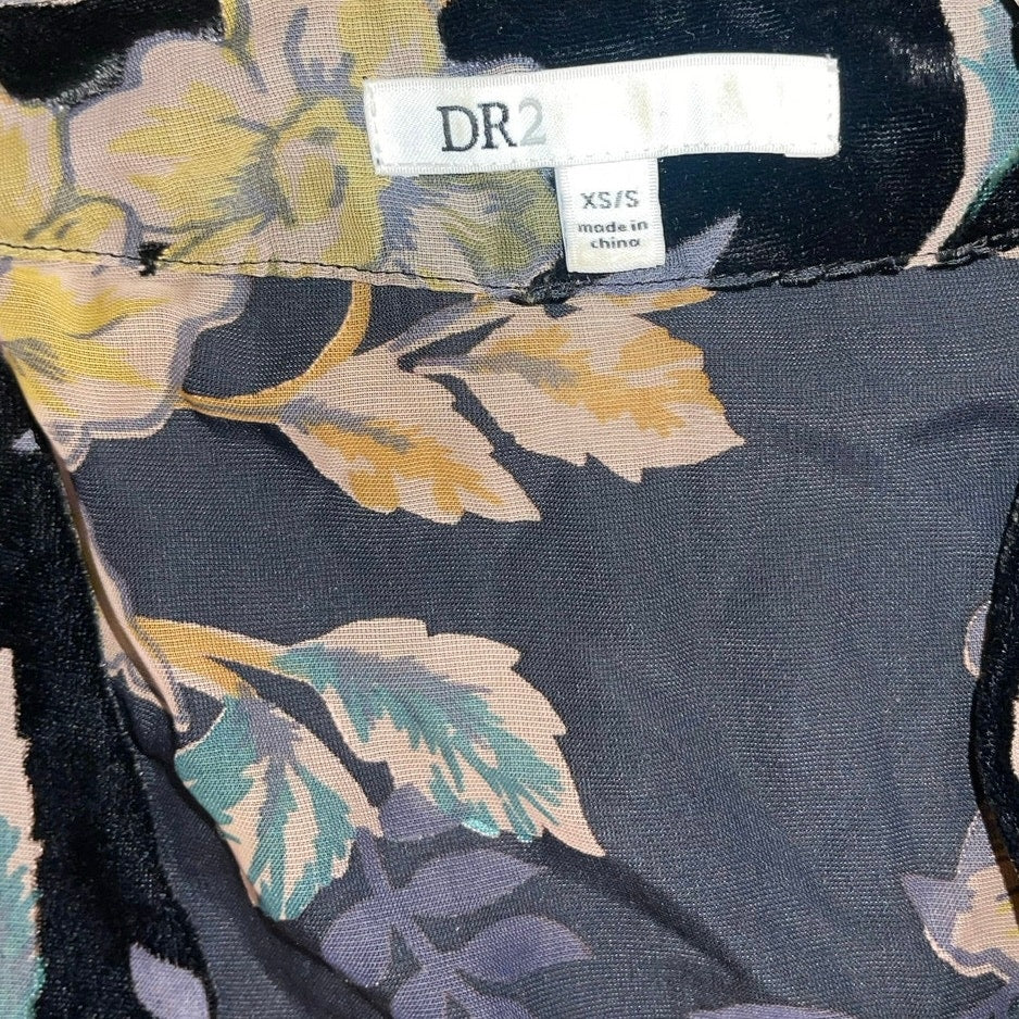 DR2 Daniel Rainn Floral Velvet Kimono Cardigan Size XS/S