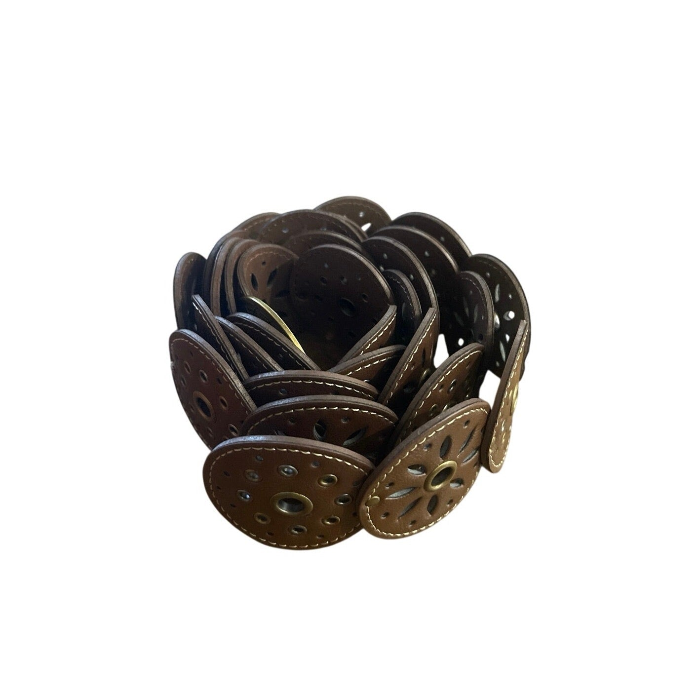 No Boundaries Women's Boho Concho Belt Faux Brown Leather Adjustable Fit XL NWOT