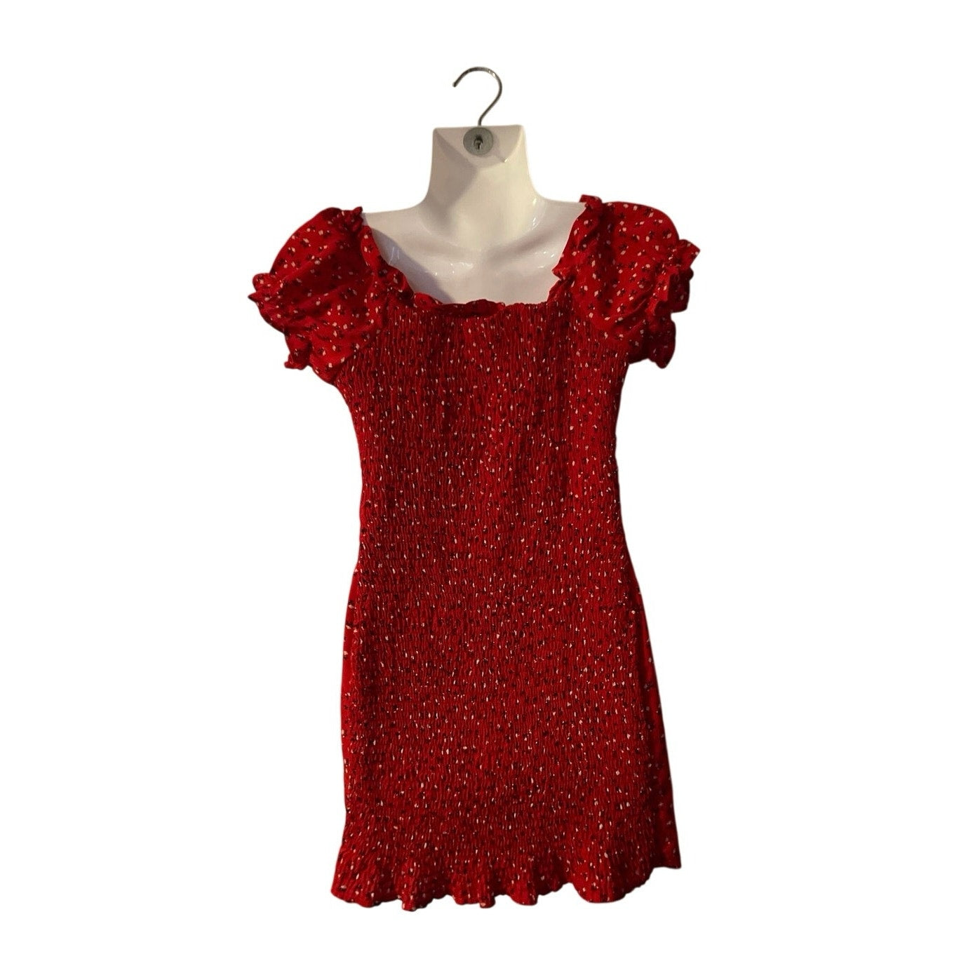 Windsor Off the Shoulder Floral Mini Dress SZ S Flirty Milkmaid Smoked Y2K