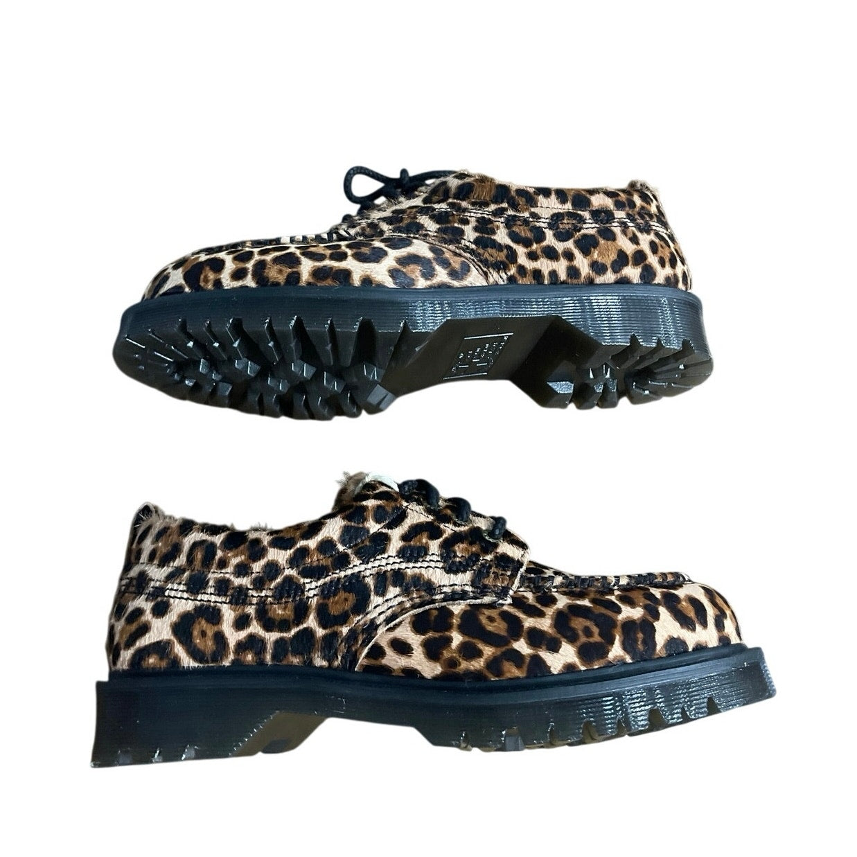 Dr. Martens Lowell Leopard Print Moc Toe Shoes Hair On SZ 9 NWB Lace up Oxford