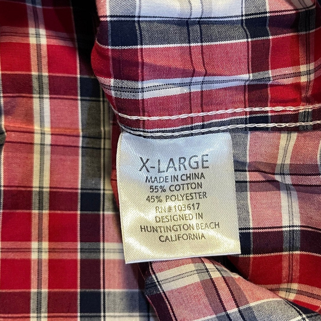 COASTAL Mens Plaid Pearl Snap Western Style Shirt Size XL Short Sleeve