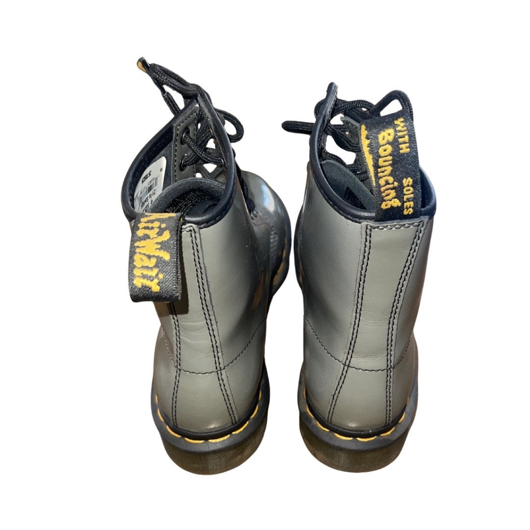 Dr. Martens 1460 Women Rainbow Black Patent Leather Boots Gray Size 7 8 Eye