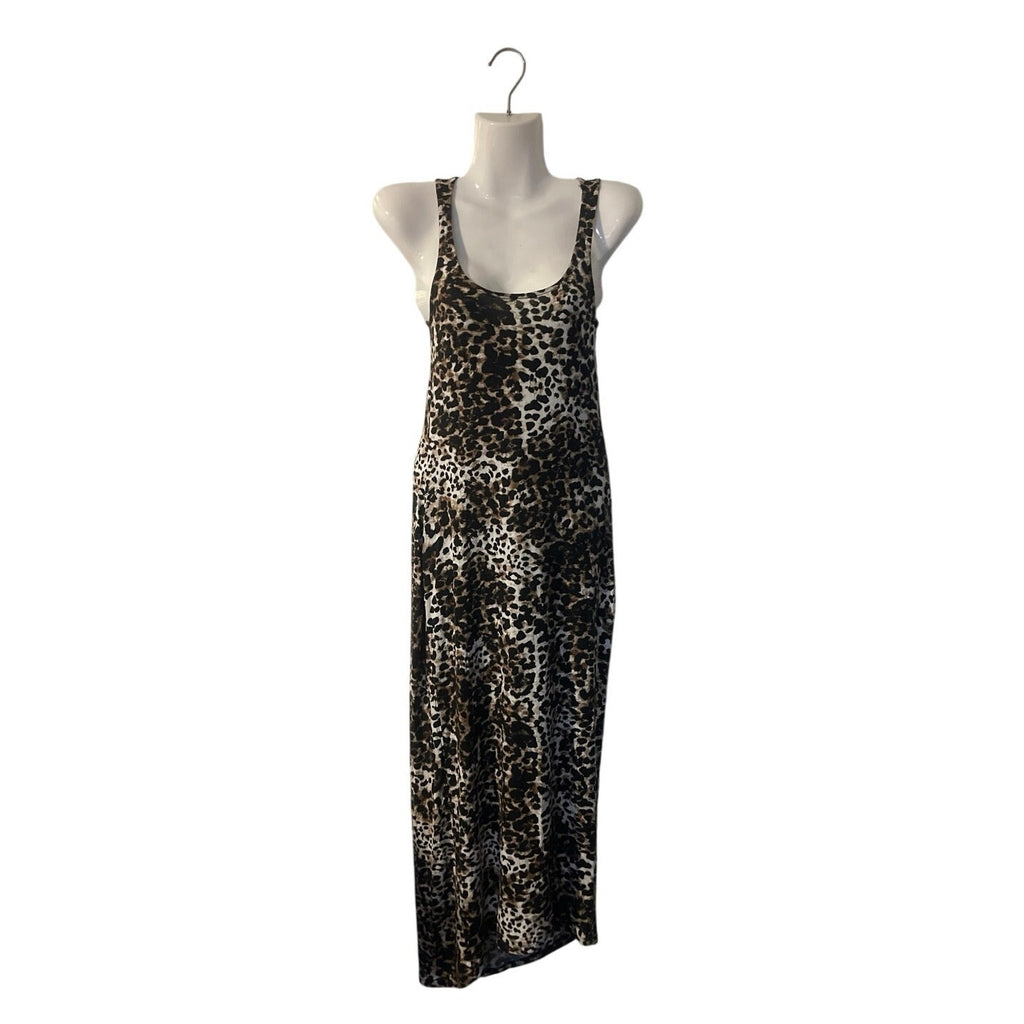 H&M Leopard Print Sleeveless Tank Maxi Dress SZ XS Bodycon Slip dress 90s Casual