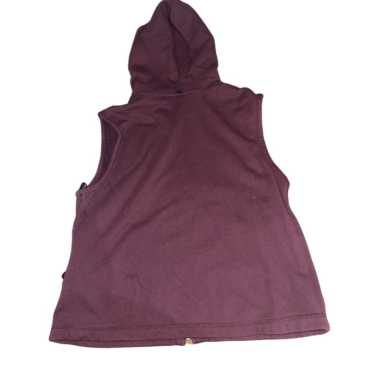 Harley Davidson Sleeveless Fleece Hooded Vest Full Zip Burgundy Size Large Biker