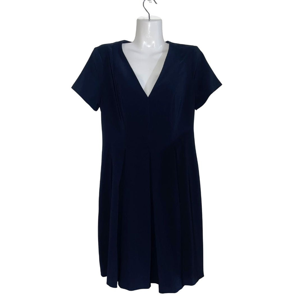 Tommy Hilfiger Short Sleeve V-Neck Pleated Dress SZ 6 Career wear office Preppy