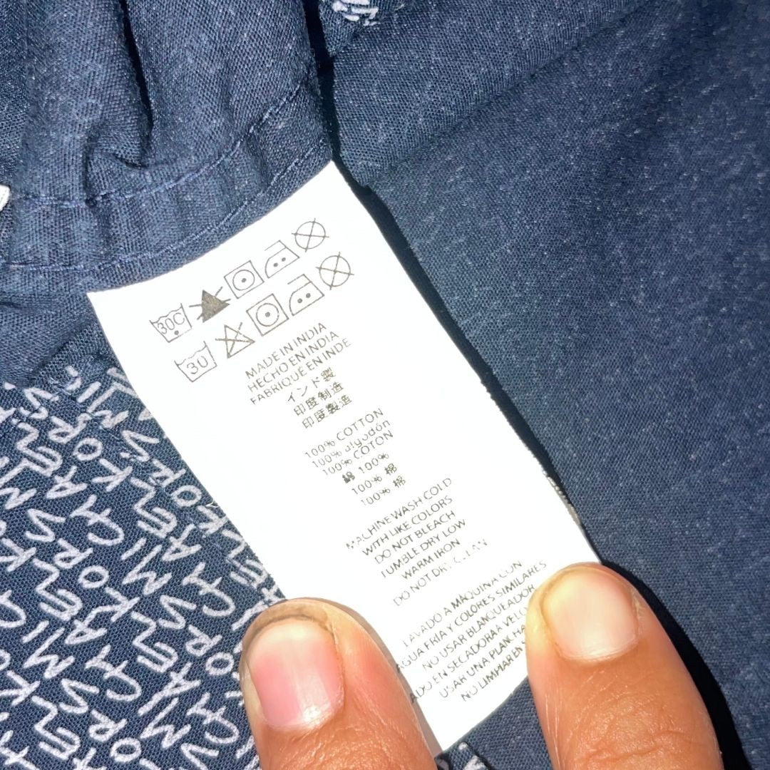 Michael Kors Logo Men's Classic Fit Collar Button Up Long Sleeve Shirt Blue Size Large