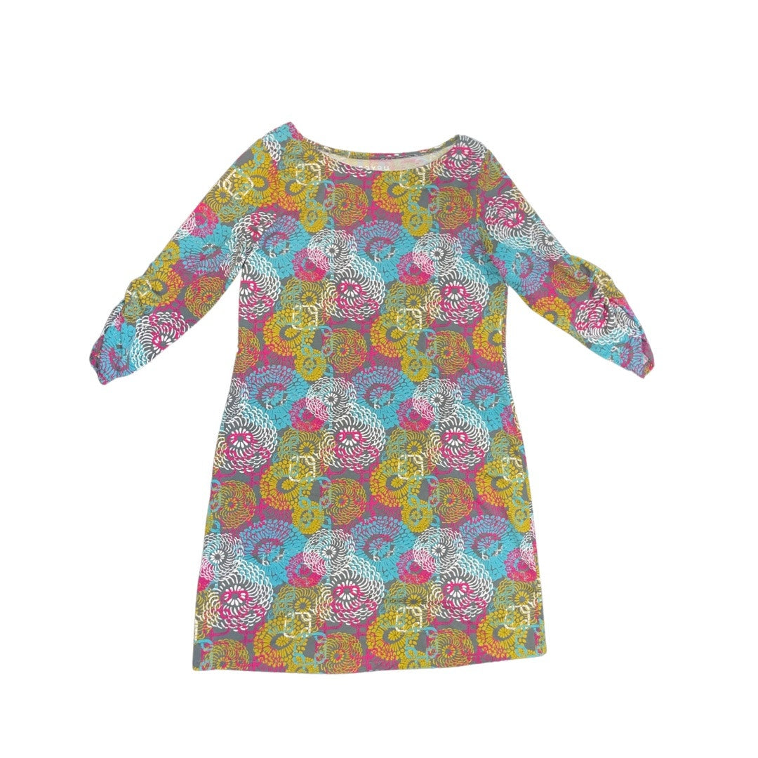 Soybu Dress Abstract Floral Print Long Sleeve Stretch Artsy multicolor size Large