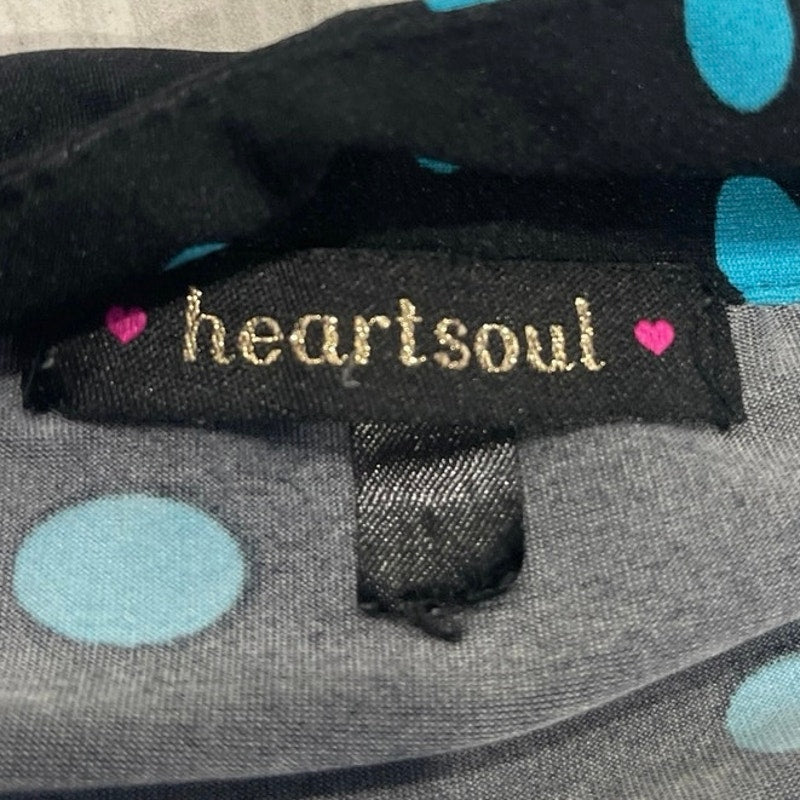 Heartsoul Short Sleeve Polka Dot Ruffle V-Neck Ruched Blouse SZ L Y2K 90s Artsy
