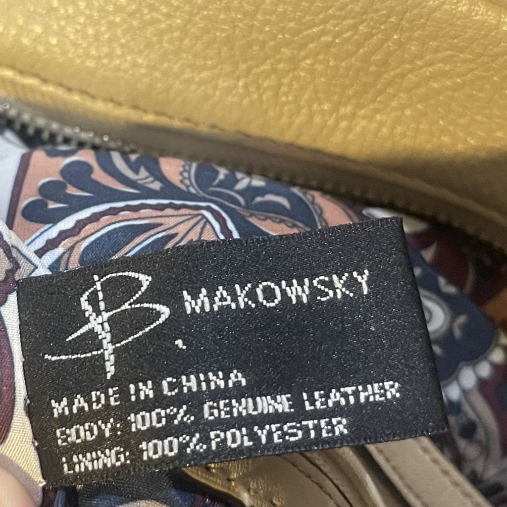 B. Makowsky Chelsea Gunmetal Pebbled Leather Satchel Bag Top Handle Boho Chic