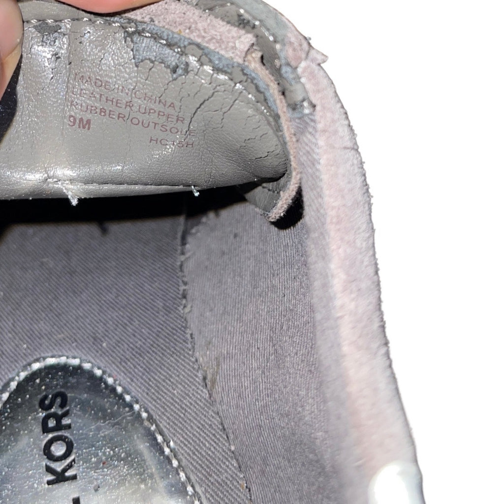 Michael Michael Kors Allie Trainer Sneakers Gray Suede Silver Metallic Size 9