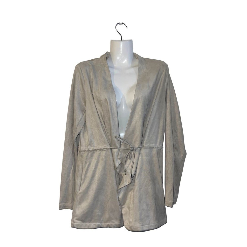 Thread & Supply Open Front Lightweight Faux Suede Jacket Tie Front SZ Large Chic