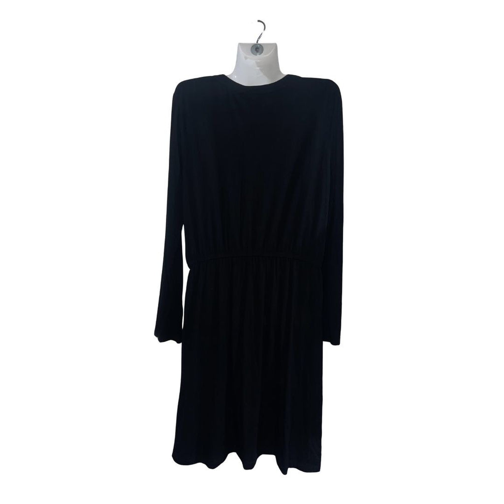 MIX by 41Hawthorn VNeck Shirt Dress Black Long Sleeve Midi Size Medium Casual