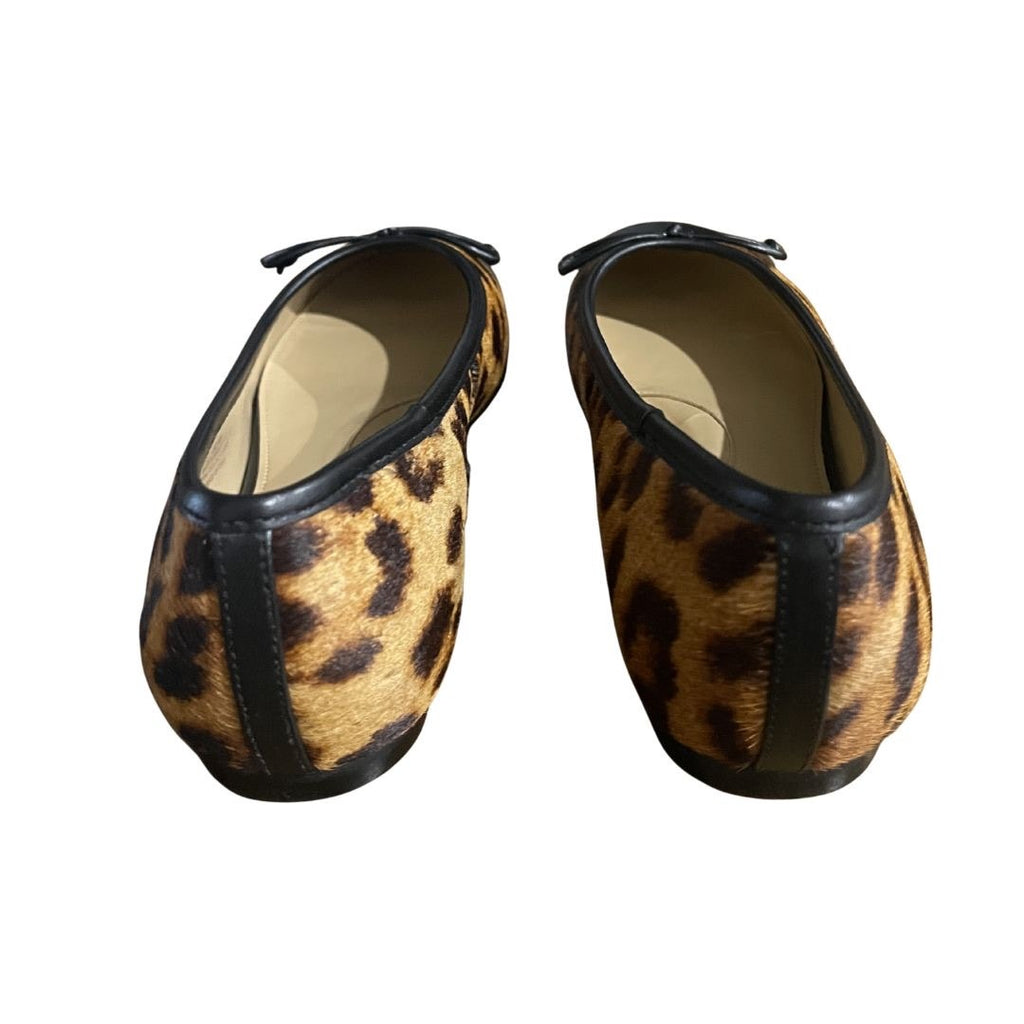 Talbots Blair Leopard Cap Toe Ballet Flats Shoes 100% Calf Hair 8.5 NWB