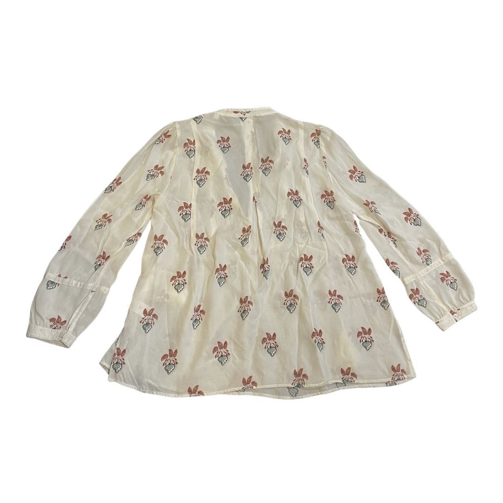 A.L.C. Hari 100% Silk Blouse Top Floral Size 6 Bohemian Chic Peasant Milkmaid