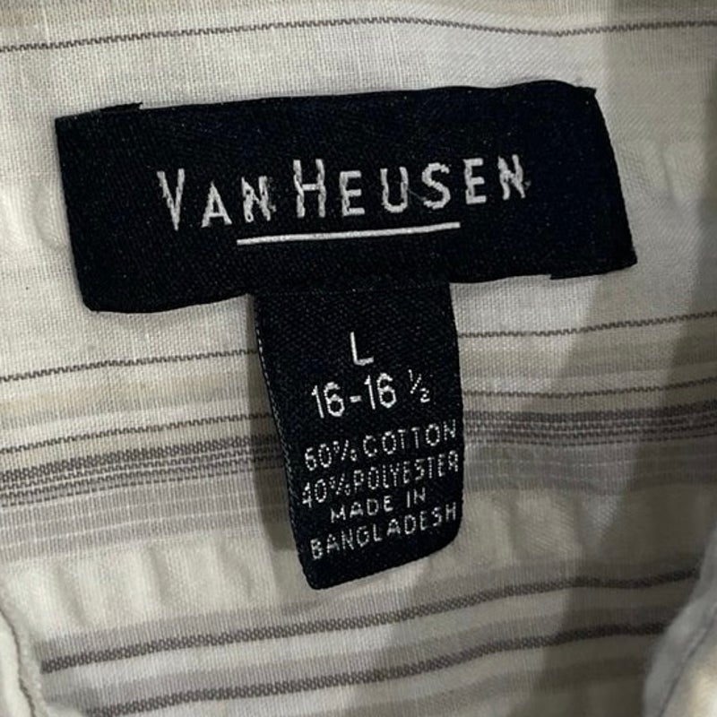 Van Heusen Men's Short Sleeve Button Down Shirt SZ L Retro Resort Casual Wear