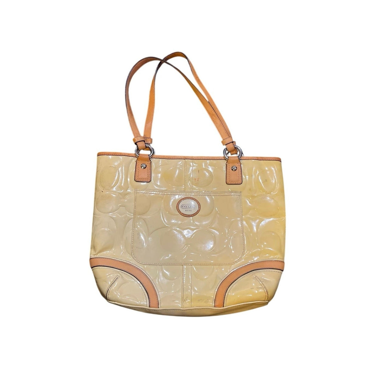 Coach Peyton Embossed Patent Leather Signature Logo Shoulder Tote Style F22322