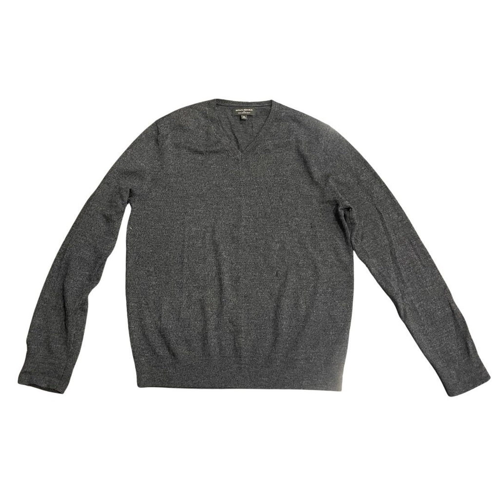 Banana Republic 100% Merino Wool V-Neck Charcoal Sweater Medium Preppy Academia
