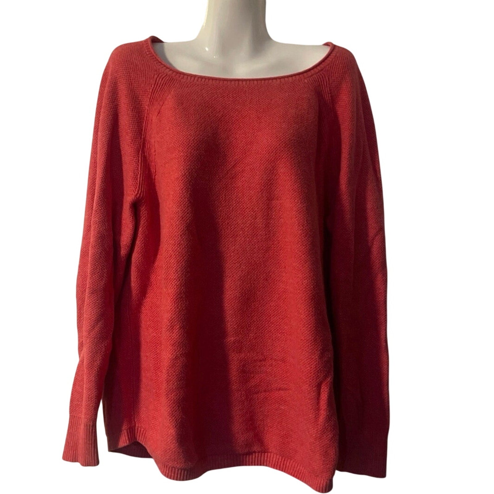 L.L. Bean Cotton Thermal Knit Boatneck Pullover Sweater Size XL Casual Wear