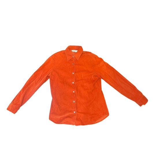 Vintage Eddie Bauer Women's Button up collar long sleeve orange corduroy