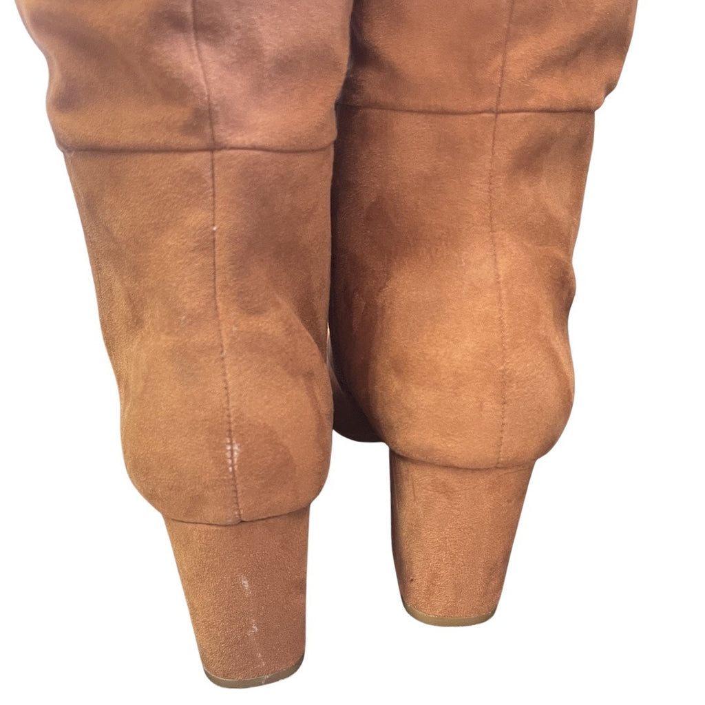 Calvin Klein Cosetta Faux Suede High Calf Tall Boots SZ 9 Heel Classy Boho Chic