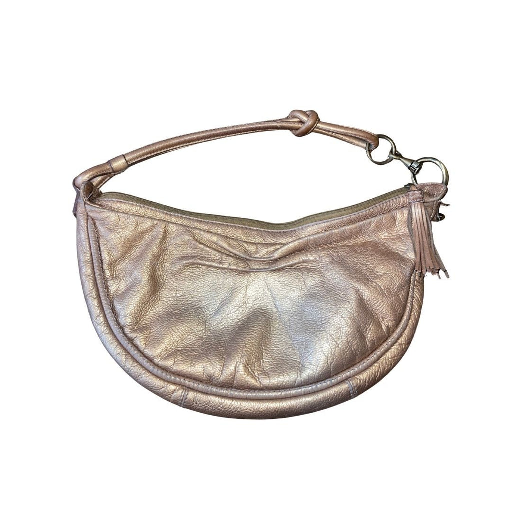 Fossil Classic Leather Shoulder Hobo Bag Shoulder handbag Gold Crescent Purse
