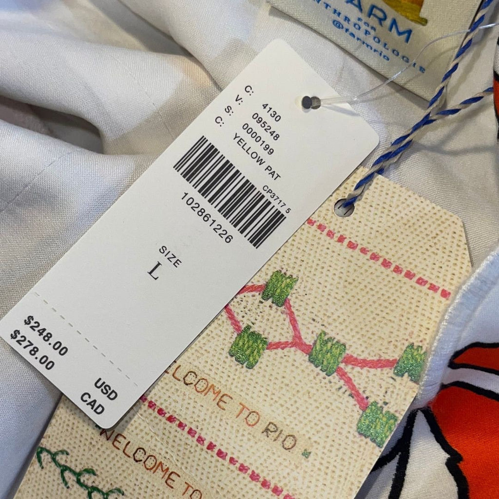 Farm Rio x Anthropologie Basque-Waist Midi Dress Size Large Tie Straps Fit Flare