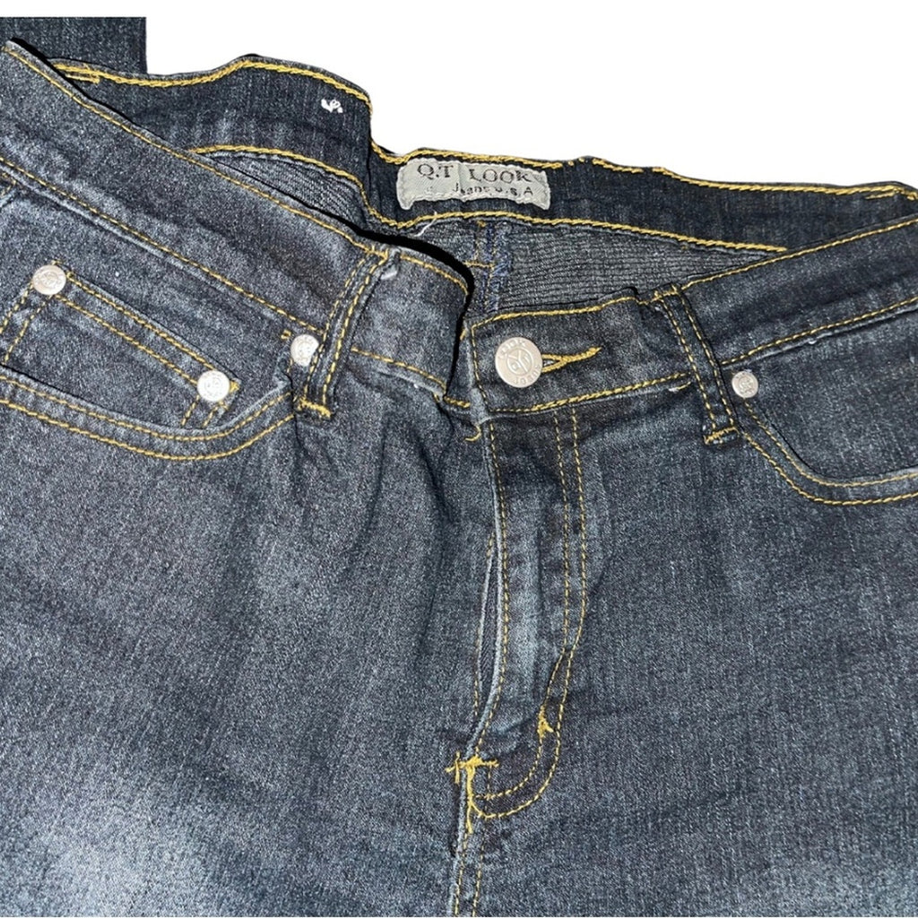 Vintage Q.T Look Jeans USA stitched embroidered Pocket Size 7 Denim Y2K western