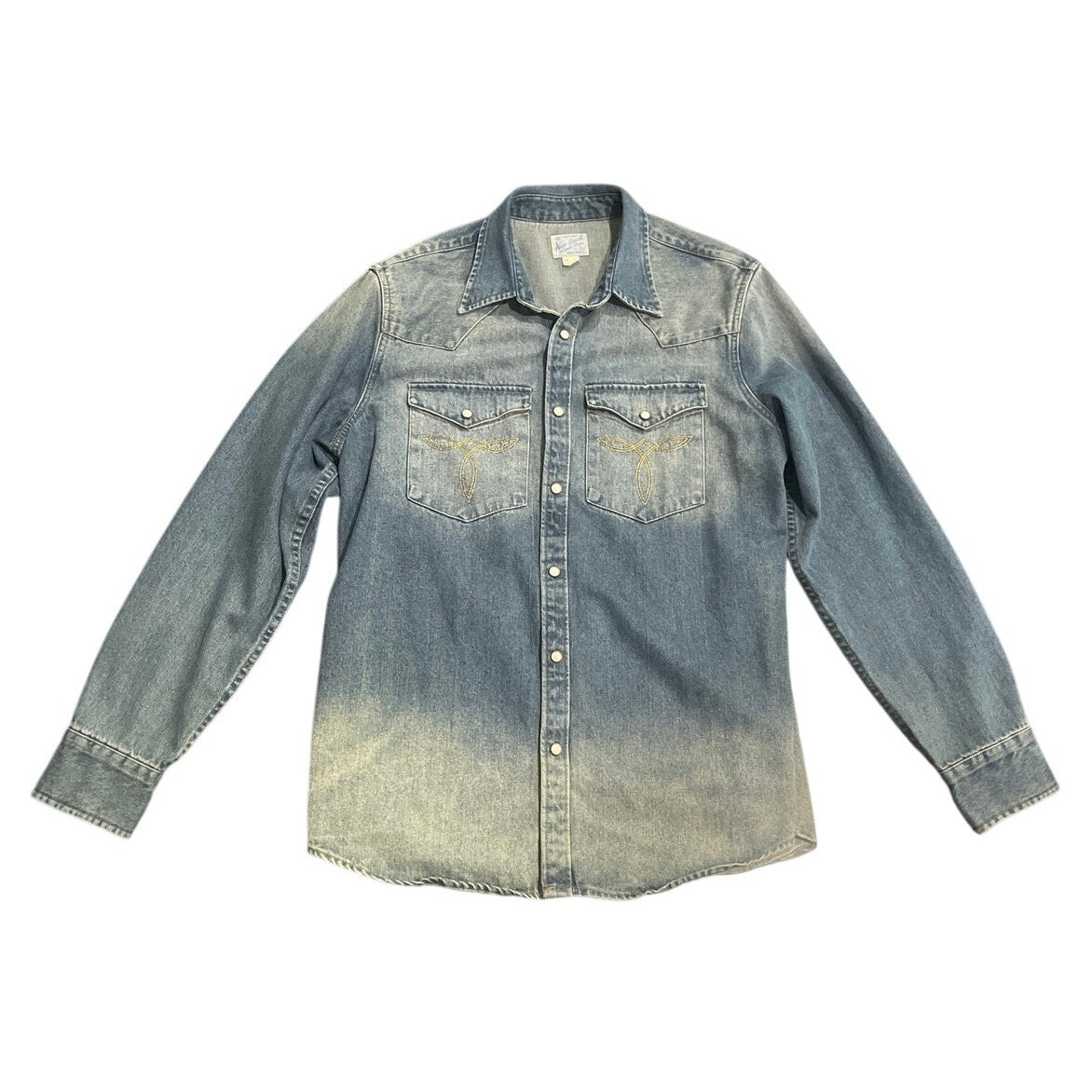 Non Stock Ranch Wear Heavyweight Denim Western Long Sleeve Snap Button Shirt XL
