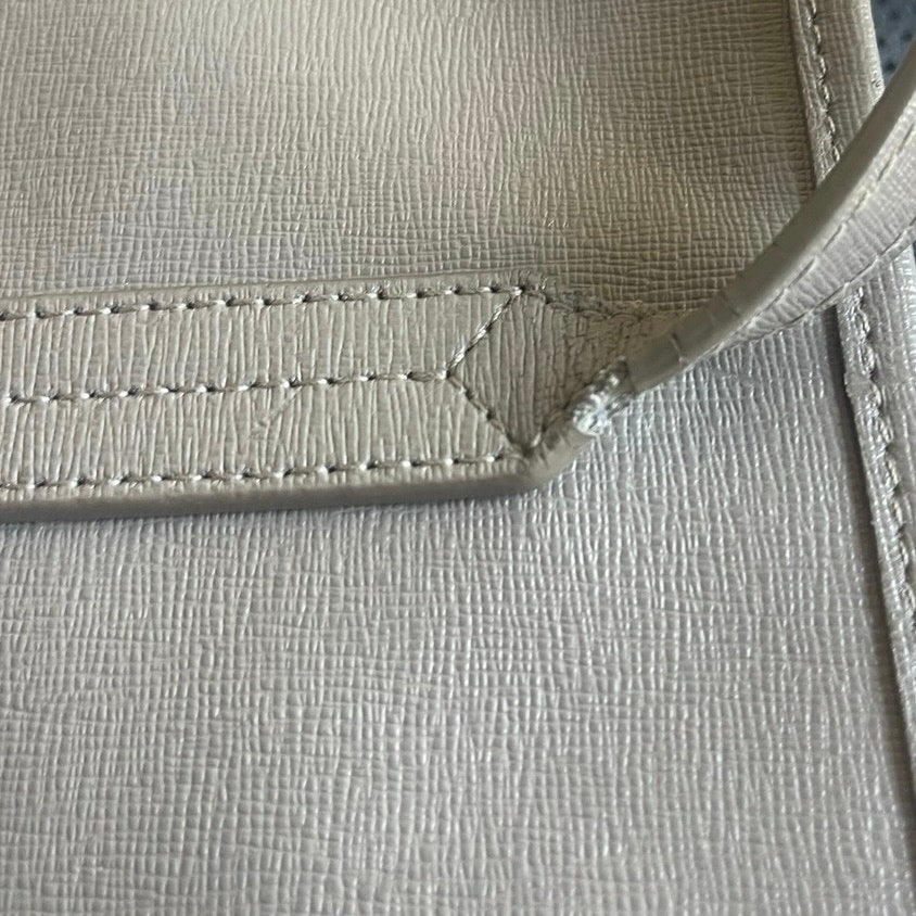 Furla Taupe Texture Leather Tote Shoulder Handbag Minimalist Quiet Luxury Chic