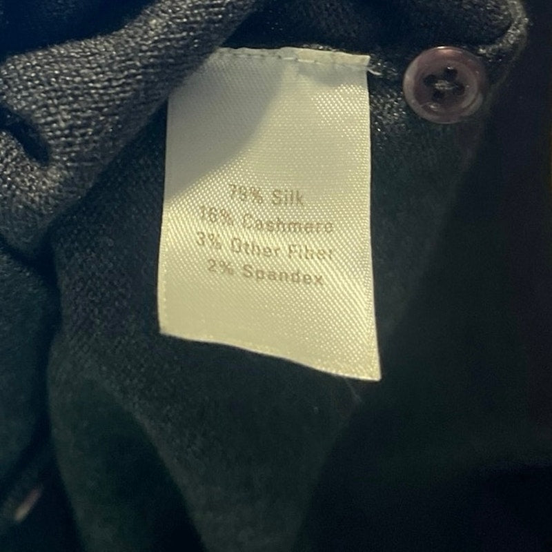 Caslon Silk Cashmere Charcoal Grey Button Front V-Neck Cardigan Sweater SZ S