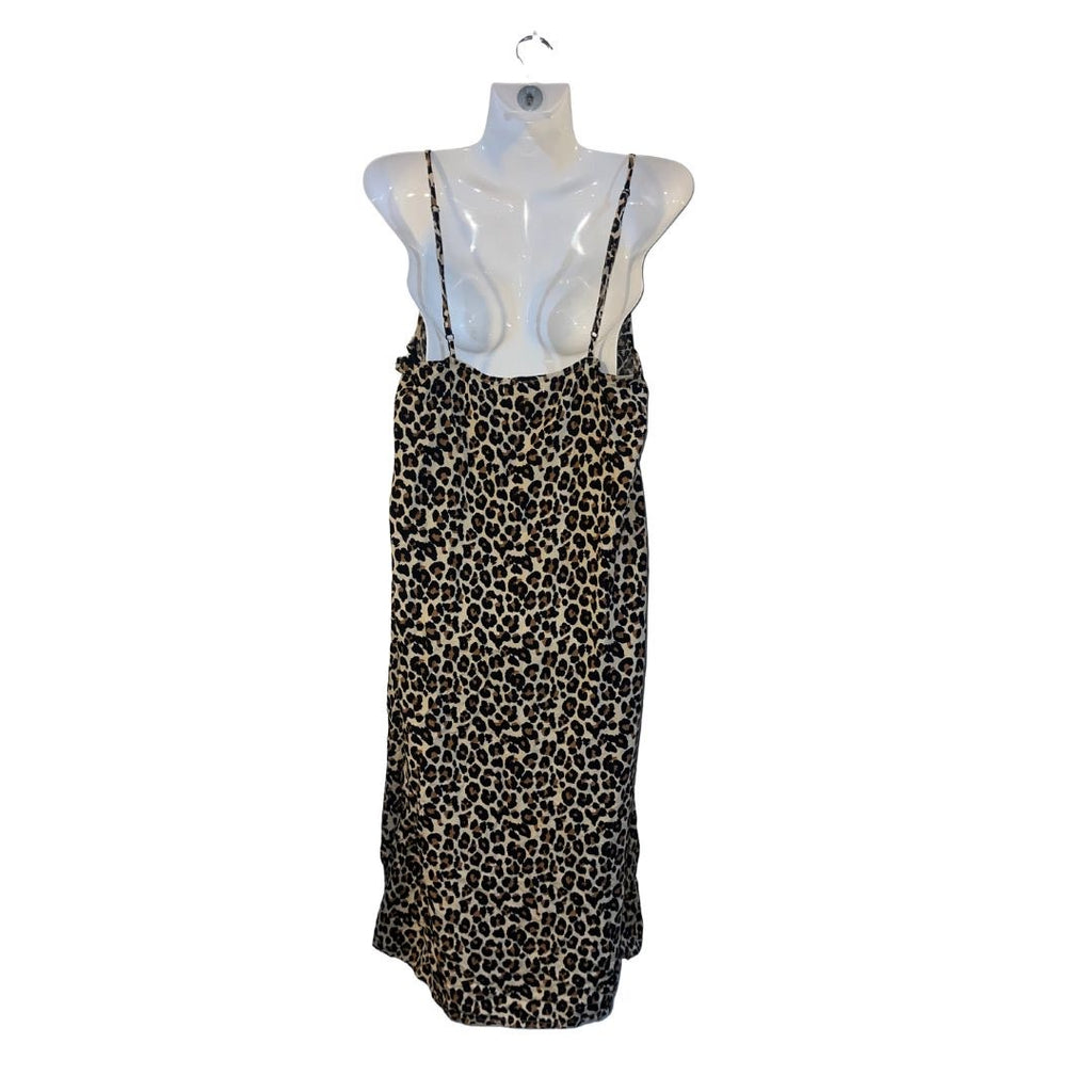 Brixton Leopard Print Midi Slip Dress Size Large Spaghetti Strap Chic