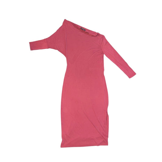BCBGMAXAZRIA Slouchy off the shoulder asymmetrical fitted midi Dress Size L